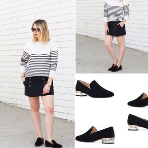 Nine West Black Loafers with Silver Heel